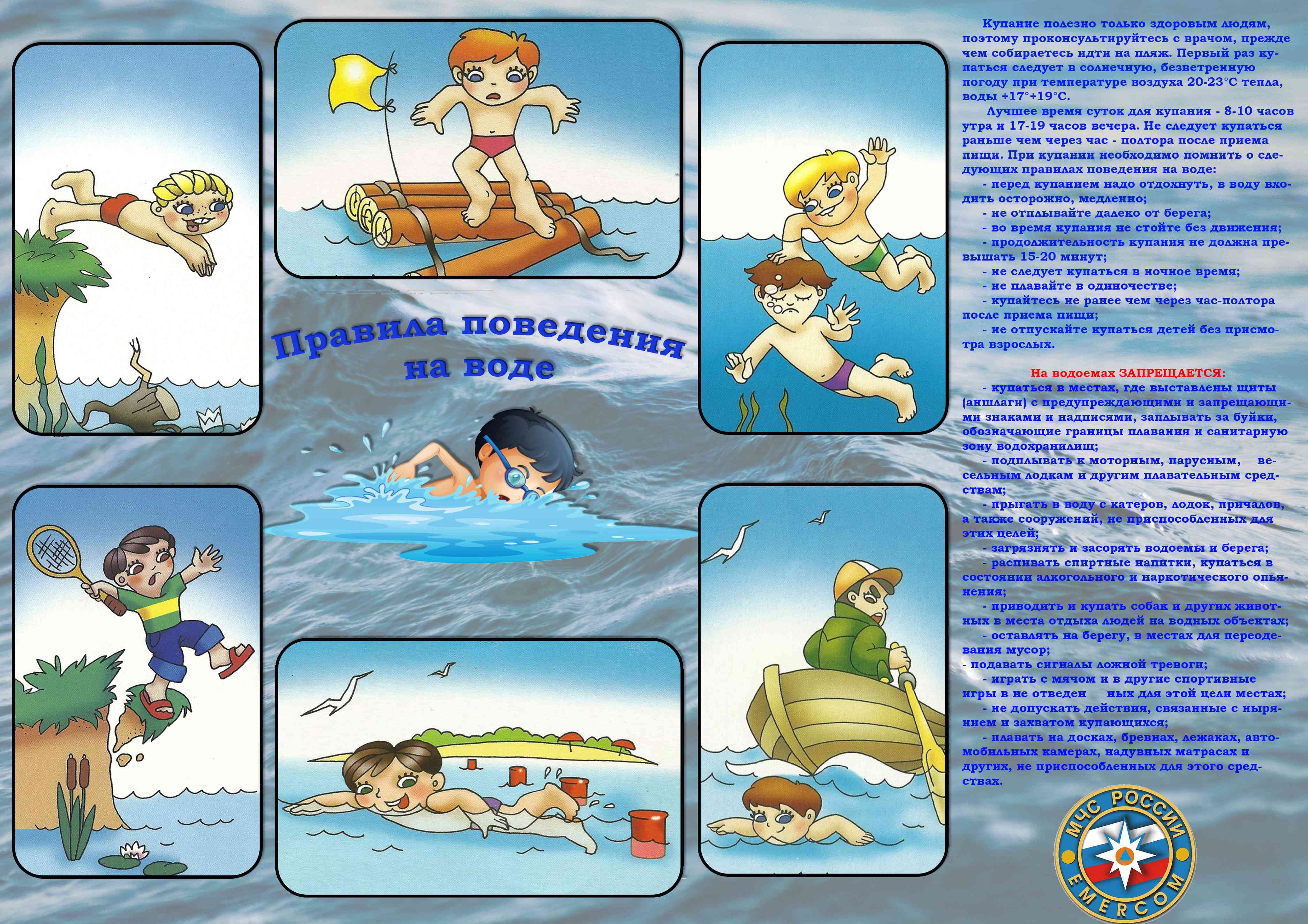 Правила безопасного поведения человека на водоёме.