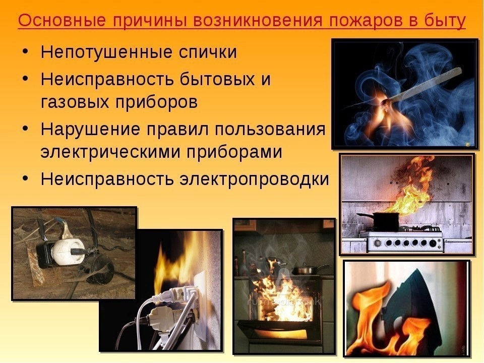 Причины возникновения пожаров в быту.