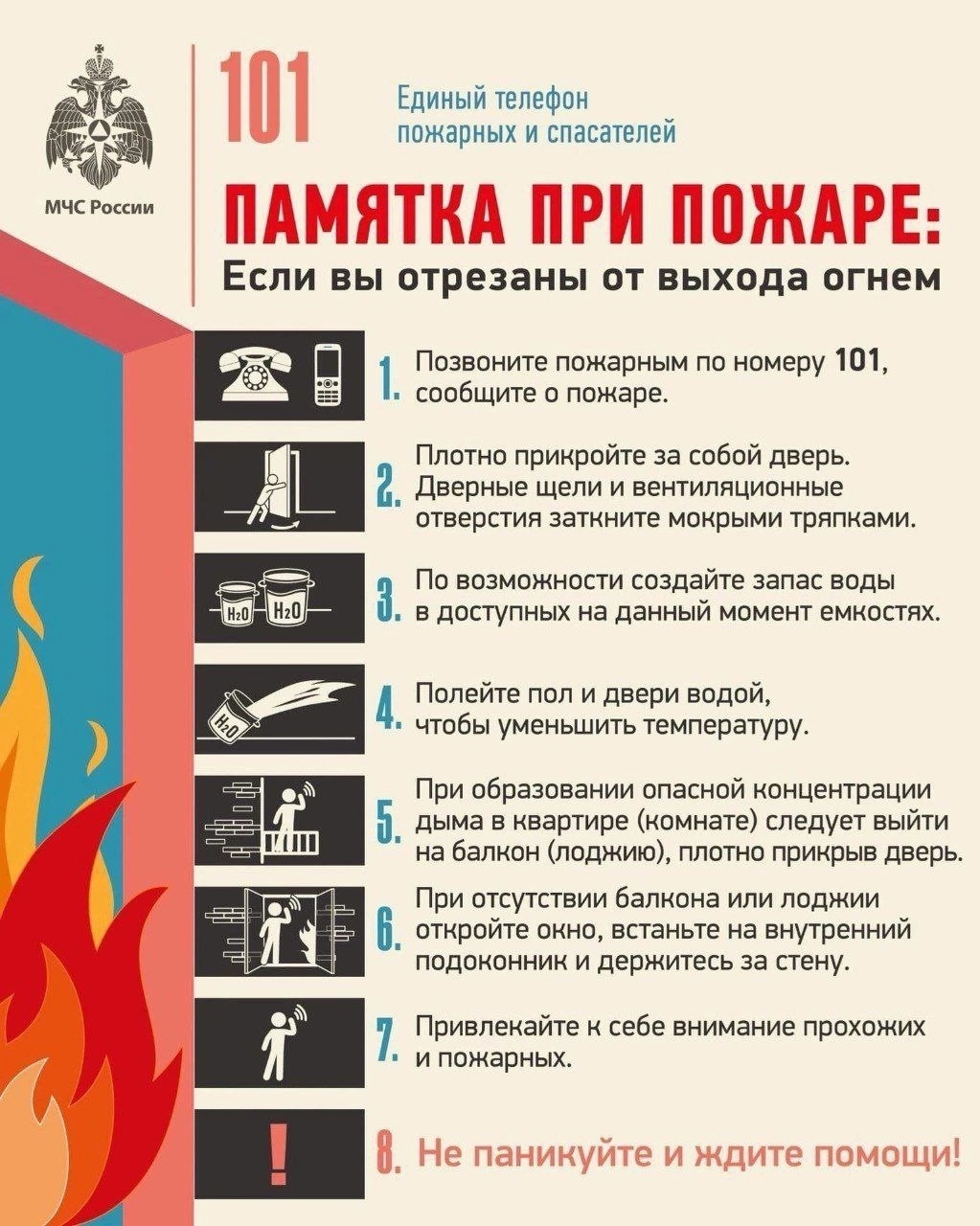 Памятка действий при пожаре.