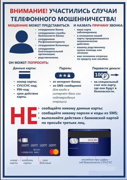 Памятка для граждан о телефонных мошенничествах.