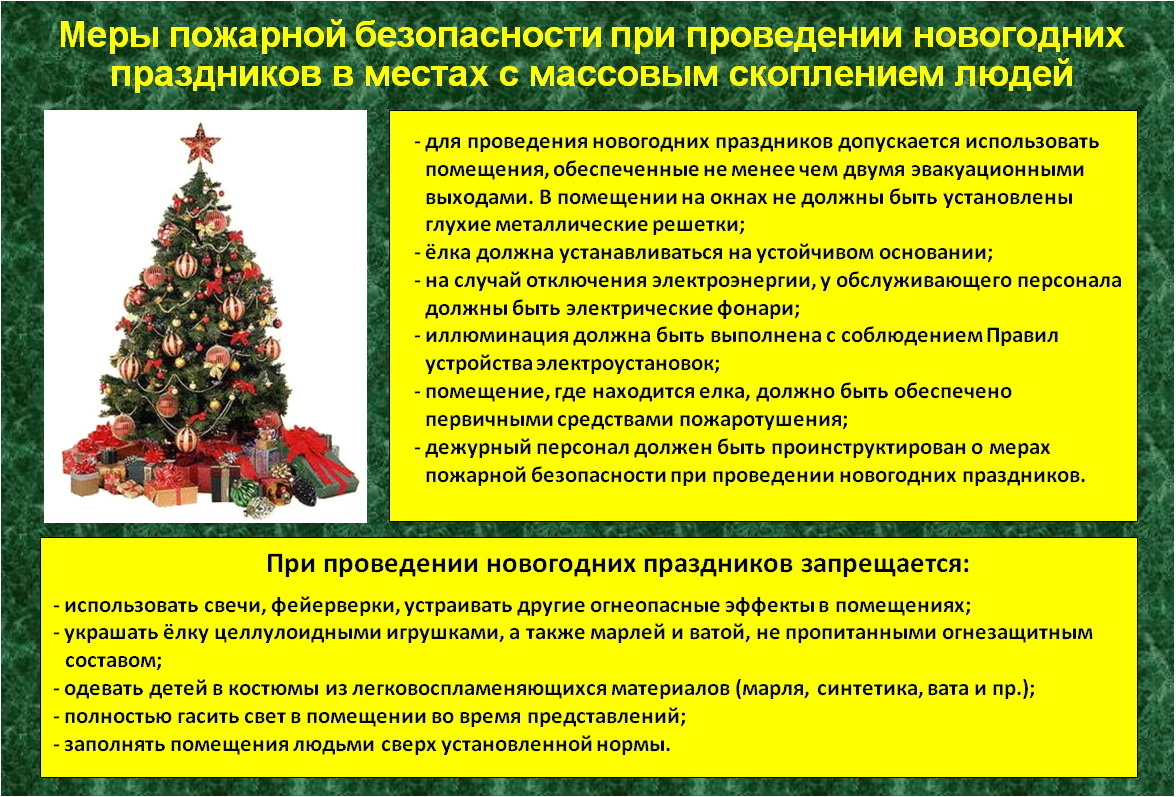 Меры пожарной безопасности при проведении новогодних праздников в местах с массовым скоплением людей‼‼.