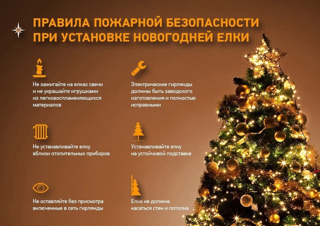 Меры безопасности при установке новогодней ёлки..