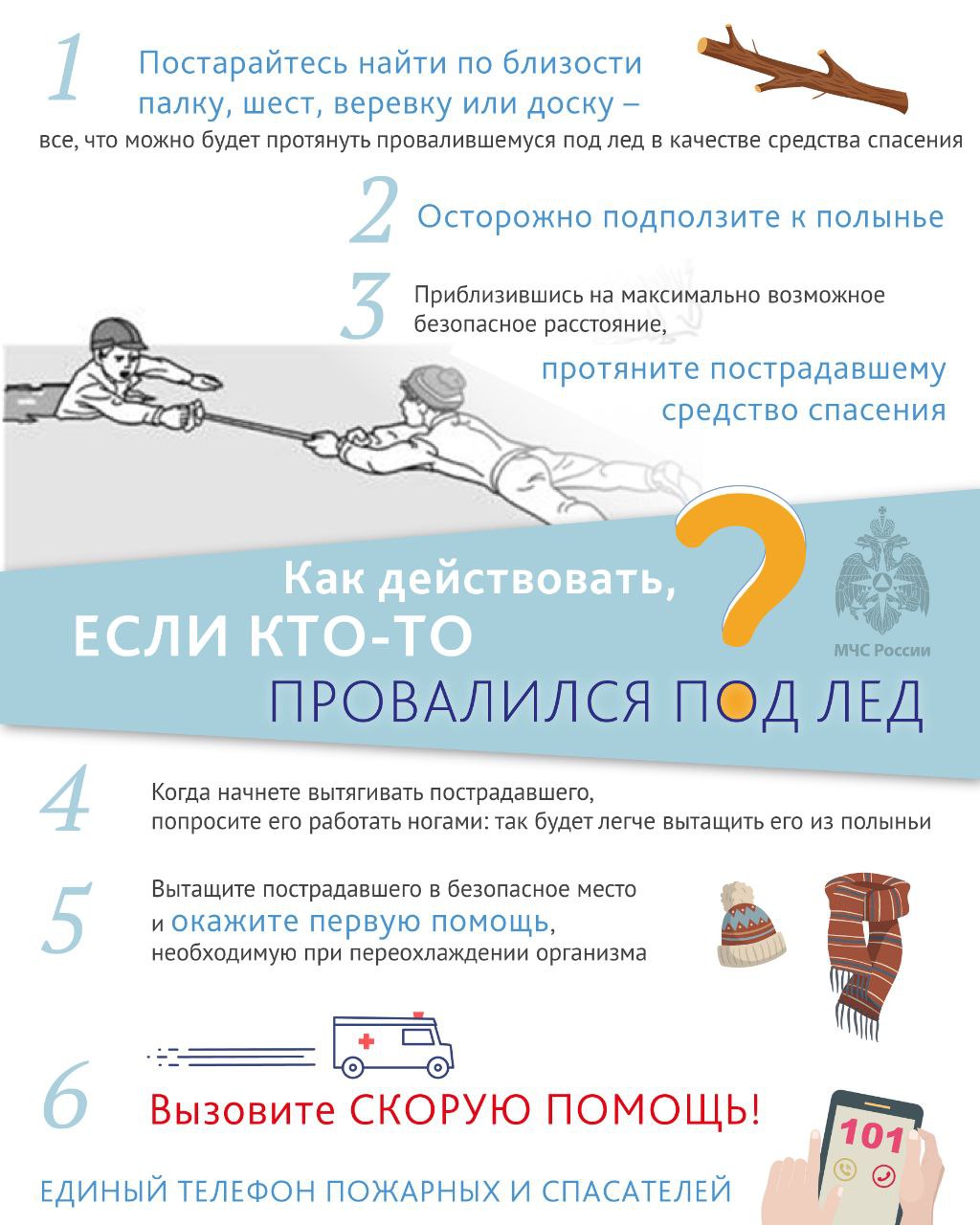 Как действовать если кто-то провалился под лед?.