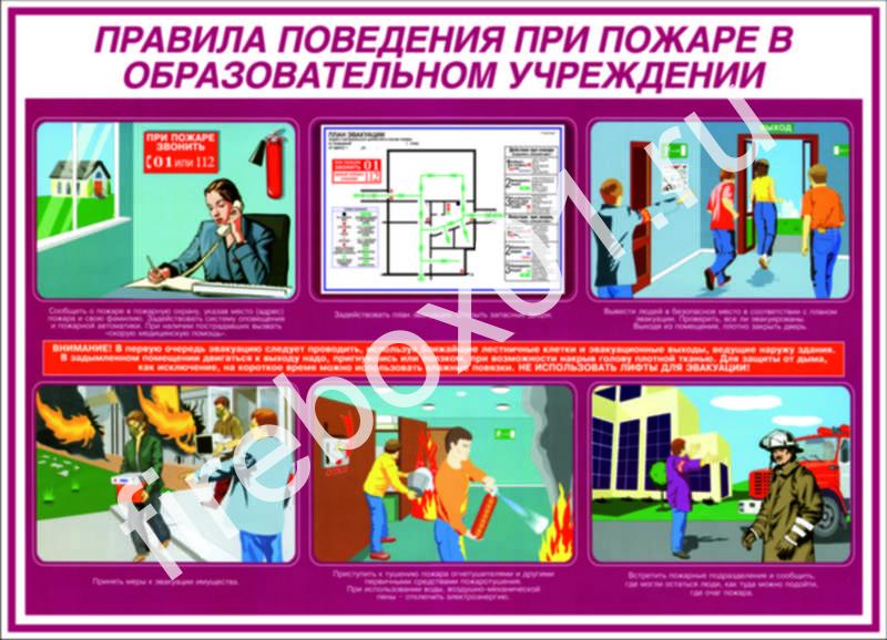 Правила поведения при пожаре в образовательном учреждении:.